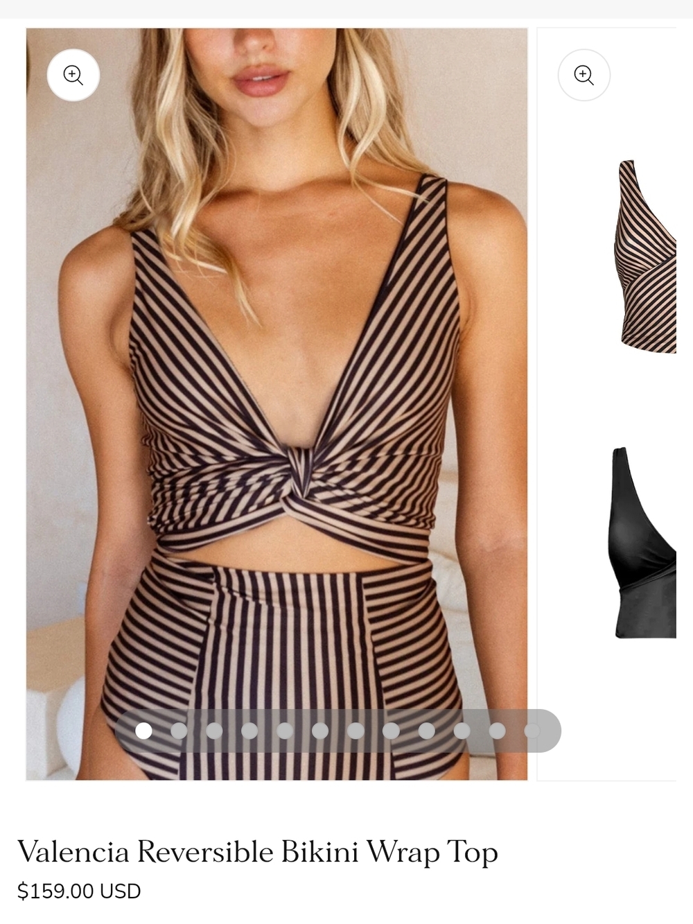 Valencia Reversible Bikini Wrap Top With High Waisted Bottoms - Black & Beige